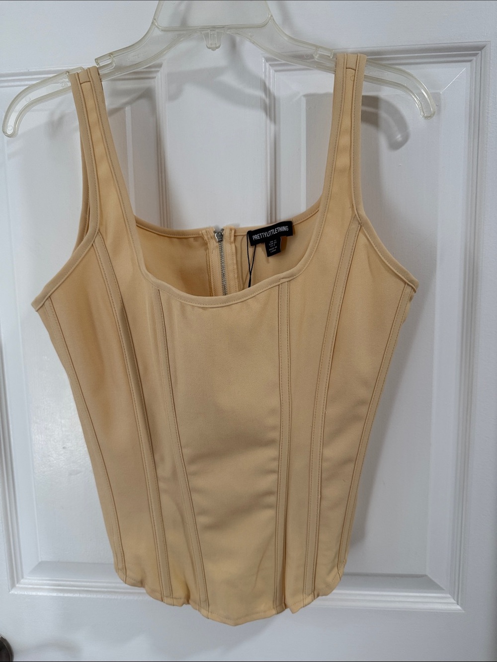 PrettyLittleThing Butter Yellow Sculpted Seam Front Corset Cami